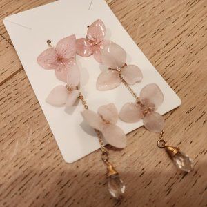 Real Flower Dangle Crystal Earrings